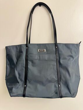 Tumi Voyager Zip Tope Gray and Black Nylon Tote
